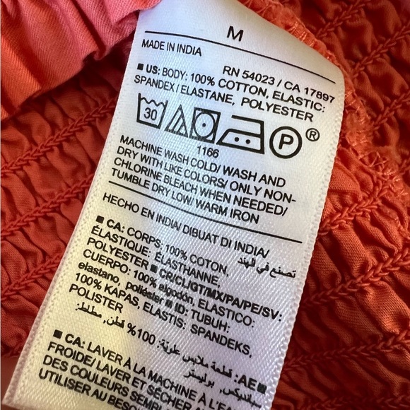 Old Navy Coastal Boho Sleeveless Ruffle Strap Square Neck Smocked Top in Coral M - Picture 7 of 10